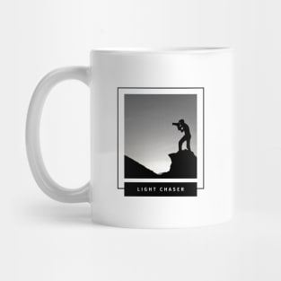 Light chaser photographer and sunset design with mountains for nature photographers Mug